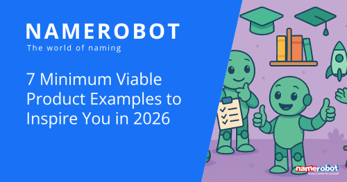 7 MVP-Beispiele für deinen Produktstart 2026 Illustration mit mehreren Namero Figuren, Checkliste, Gluehbirne und Raketenentwurf fuer ein Minimum Viable Product.