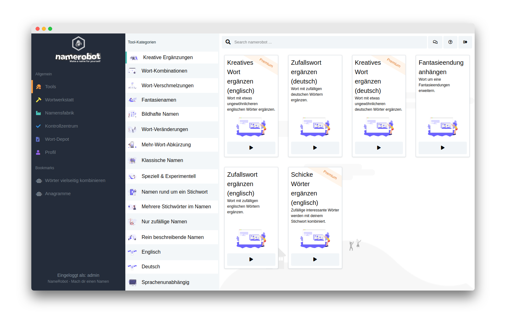 Namensgeneratoren für Komplementärwörter Namensgeneratoren für Komplementärwörter